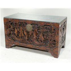 Elaborated Carved Hardwood Blanket Chest, Indian, 20th C., N9ENBH