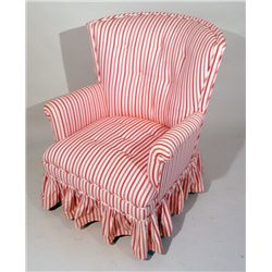 Georgian Style Red and White Striped Upholstered Club Chair, 20th C., N9ENBH