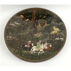 Black Lacquer Charger Plate, Russian, 20th C., N9ENBH