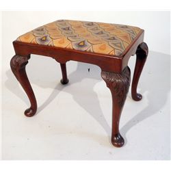 George I Style Carved Mahogany Needlepoint Footstool, 20th C., N9ENBH