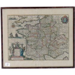 Hand Colored Map of France, 19th/20th C., N9ENBL