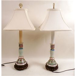 Pair of Chinese Porcelain Candlesticks, 20th C., N9ENBC
