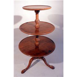 George III Carved Mahogany Three Tiered Dumbwaiter, English, late 18th C.,. N9ENBH