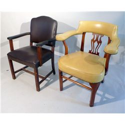 Two George III Style Leather-Upholstered Mahogany Armchairs, 20th C., N9ENBH