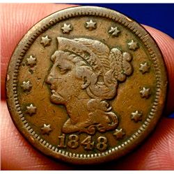 OLD US COINS 1848 RARE PRE CIVIL WAR LARGE CENT PENNY!