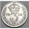Image 1 : DETAILED! OLD ENGLISH COINS 1918 KING GEORGE SILVER THREEPENCE