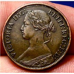 OLD ENGLISH COINS 1866 VICTORIA FARTHING SCARCE!