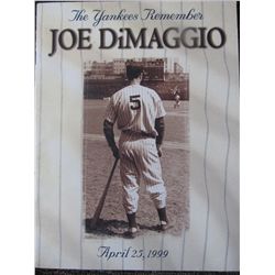 Joe Dimaggio Memorial Program from the Stadium  One of a kind item never sold to the public