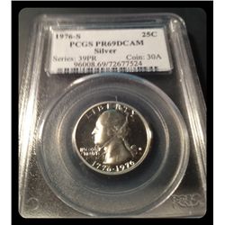 PCGS PR69DCAM 1976 - S 25 CENT PIECE…..serial # 96008.69/72677524