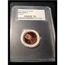 PCC 2004 LINCOLN PENNY MINT MARK S CAMEO ---- PROOF 70 ---- serial # --- 2000074909