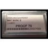 Image 2 : PCC 2004 LINCOLN PENNY MINT MARK S CAMEO ---- PROOF 70 ---- serial # --- 2000074909