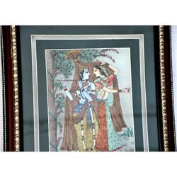2D Radha Krishna Gemstone Painting size 16.5in.x19.5in.
