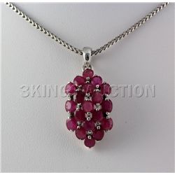 20.81CTW Pink Ruby Cluster Design Silver Pendant