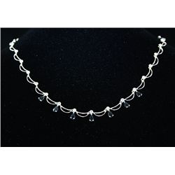 3.14 Sterling Black Sapphire Diamond Necklace