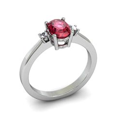 Garnet 1.00 ctw Diamond Ring 14kt White Gold