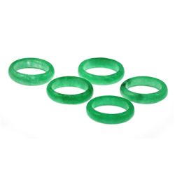 Natural 69.5ctw Rich Green Jade Rings SZ 10 Lot of 5