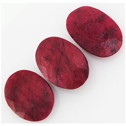 132.34ctw Ruby Oval Cut Loose Gemstone lot of 3