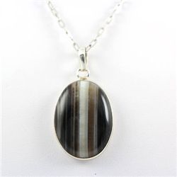 45.ctw Stripped Onyx Silver Pendant
