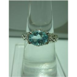 17.00 ctw Blue Topaz RING .924 STERLING SILVER