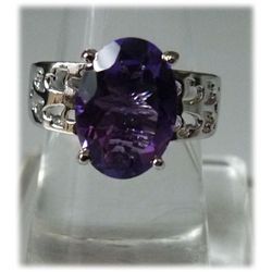 28.00 ctw Amethyst 10*14 Oval RING .924 STERLING SILVER