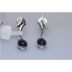 21.75 CTW AMETHYST EARRING .925 STERLING SILVER