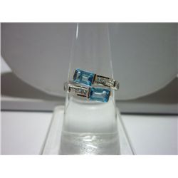 12.00 ctw Blue Topaz 4*6 Octagonal RING .924 STERLING S