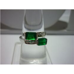 12.00 CTW Green Onyx 4*6 Octagonal  RING .924 STERLING