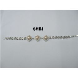 3 LAVENDER PEARL ELEGANT SILVER BRACELET **** METAL: SI