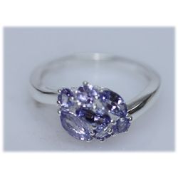10.23 CTW TANZANITE RING .925 STERLING SILVER