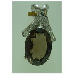 19.00 CTW Smoky TOPAZ PENDANT .925 STERLING SILVER