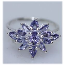 13.27 CTW TANZANITE RING .925 STERLING SILVER