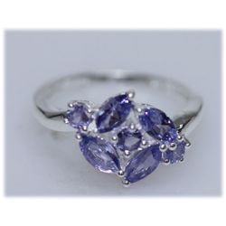 10.62 CTW TANZANITE RING .925 STERLING SILVER