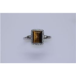 11.70 CTW TIGER EYE RING .925 STERLING SILVER