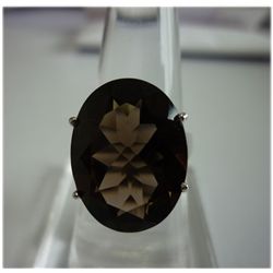 40.00 CTW Smoky TOPAZ RING .924 STERLING SILVER