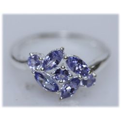 10.64 CTW TANZANITE RING .925 STERLING SILVER