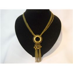 OLD GOLD BRASS CHAIN LONG NECKLACE; METAL; 22 INCH