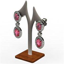 Garnet 3.90 ctw Diamond Dangling Earring 14k W/Y Gold