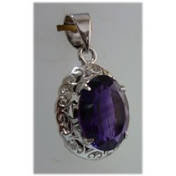 21.00 CTW Amethyst OVAL PENDANT .925 STERLING SILVER