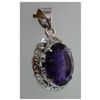 Image 1 : 21.00 CTW Amethyst OVAL PENDANT .925 STERLING SILVER