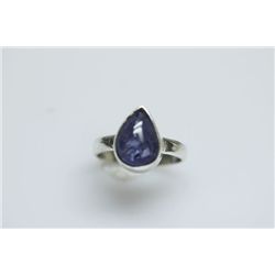 NATURAL 21.20 CTW TANZANITE PEAR CUT RING .925 STERLING