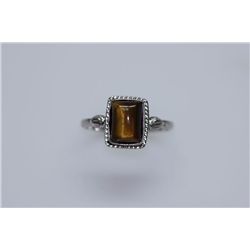 12.25 CTW TIGER EYE RING .925 STERLING SILVER