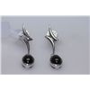 Image 1 : 23.00 CTW BLACK STAR EARRING .925 STERLING SILVER