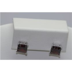 16.80 CTW GARNET EARRING .925 STERLING SILVER