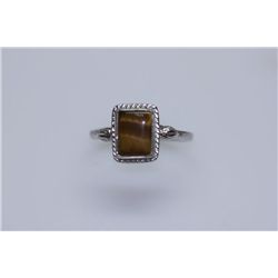 11.05 CTW TIGER EYE RING .925 STERLING SILVER
