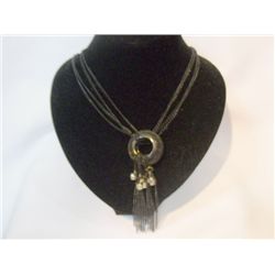 BLACK BRASS CHAIN LONG NECKLACE; METAL; 22 INCH