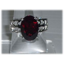 28.00 ctw Garnet 10*14 Oval RING .924 STERLING SILVER