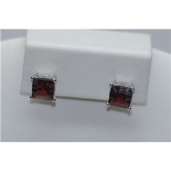 16.50 CTW GARNET EARRING .925 STERLING SILVER