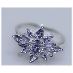 12.71 CTW TANZANITE RING .925 STERLING SILVER