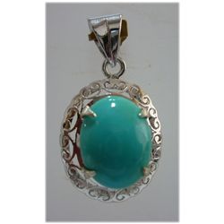 24.00 ctw Turquoise Cabushion PENDANT .925 STERLING SIL