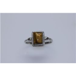 12.10 CTW TIGER EYE RING .925 STERLING SILVER